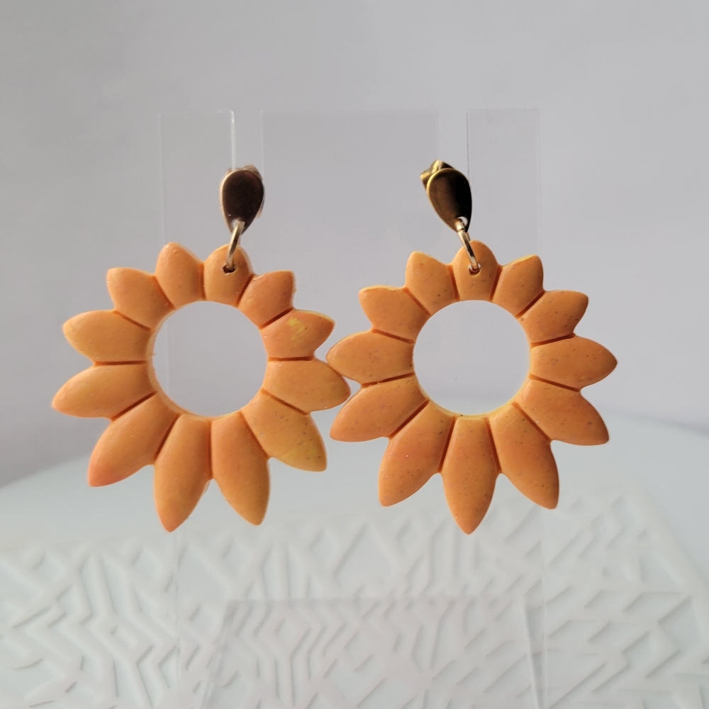 Summer Sunflower Orange Earrings